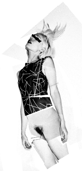 Art direction. Graphic illustration of a model in levitation 