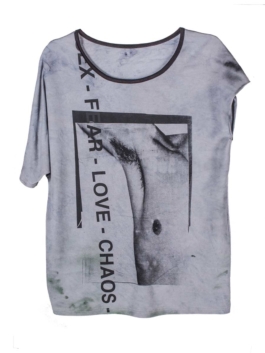 t-shirt asymétrique sérigraphié Polystyren 