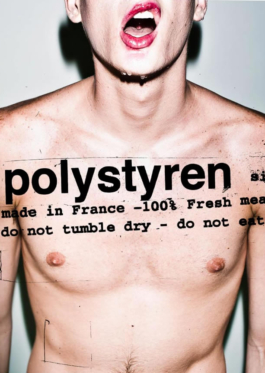 Art direction. Promotional poster with a shirtless screaming man. 