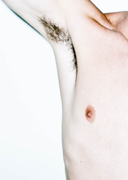 Photography. Close up. Hairy armpit and male tit. 