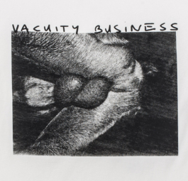 Art direction. Dog close up. B&w photography. Screen printing. Title: vacuity business 