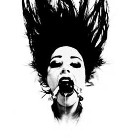 Art direction. ball gag. Sérigraphie noire sur fond blanc 