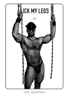 Art direction.Lick my legs flyer promotion. Graphic design. Black & white nude photo. 